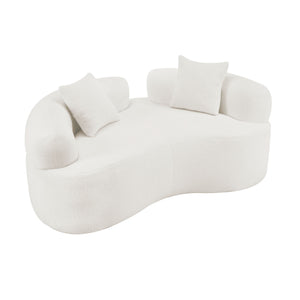 English Elm 66.93 Curved Loveseat 73" Heart-Shaped Teddy Velvet Sofa Full Foam & Spring Support, No-Assembly Cozy Compact White W3612P332115