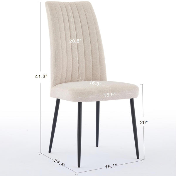 English Elm Adjustable Beige Velvet Dining Chair Set Of 2 - Modern Minimalist Design For Kitchen & Restaurant W3615P340447