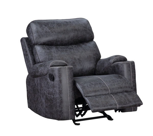 English Elm Hirah Microfiber Manual Recliner Chair with Cup Holder, Pocket Coil Seat, KD Back, 120° Recline Dark Gray 39.98 L x 30.32 W x 27.17 H B2726P362588