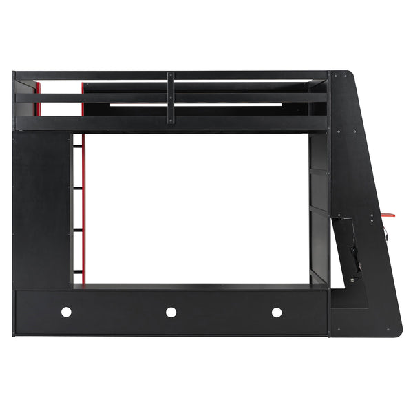 English Elm Twin Gaming Loft Bed with Desk Rgb Lighting and Multi-tier Shelves for Teen Rooms Red LT000160AAR