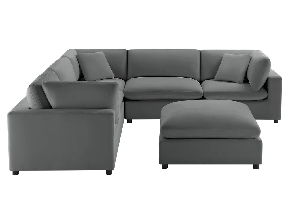 English Elm Caylie Modular 6-Piece Sectional Sofa - Charcoal, Family-Friendly Design, Easy Care & Comfort B050S00026