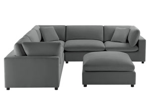 English Elm Caylie Modular 6-Piece Sectional Sofa - Charcoal, Family-Friendly Design, Easy Care & Comfort B050S00026