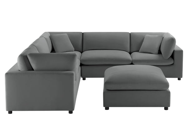 English Elm Caylie Modular 6-Piece Sectional Sofa - Charcoal, Family-Friendly Design, Easy Care & Comfort B050S00026