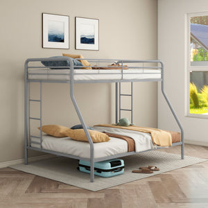 English Elm Metal Twin Over Full Bunk Bed Steel Frame with Guardrails for Kids or Guest Rooms Silver B016P469264
