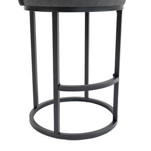 English Elm Counter Height Barstools Set of 2 Linen Upholstered Barrel Seat with Iron Legs Gray W395P410436
