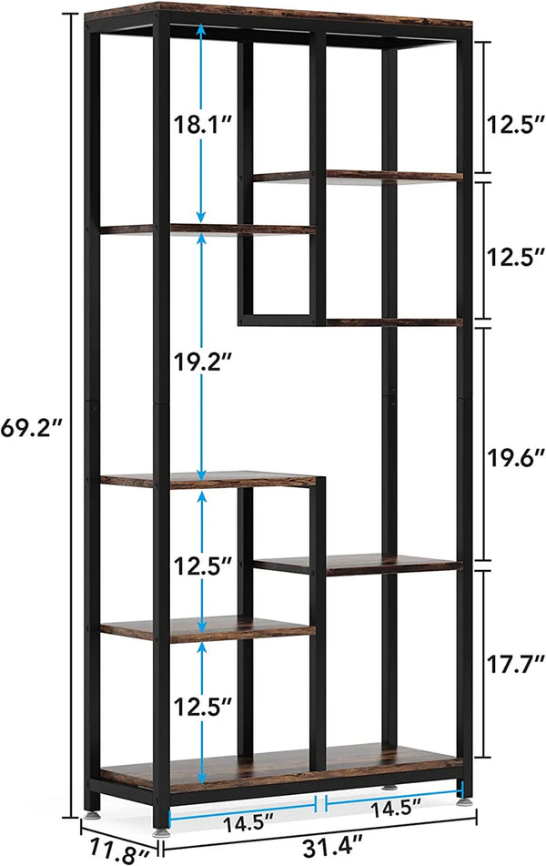 English Elm Display Cabinet Wall Mounted 5 Tier Glass Door Shelving for Collectibles Matte Black T3971P449846