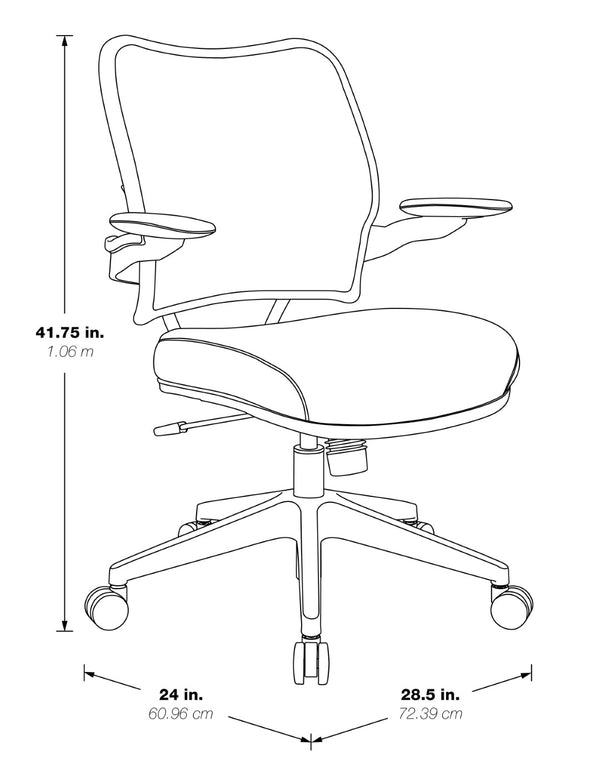 OSP Home Furnishings Deluxe Mesh Back Office Chair with Lumbar Support Synchro Tilt and Padded Arm Rests Grey 13-37N1P3-2M
