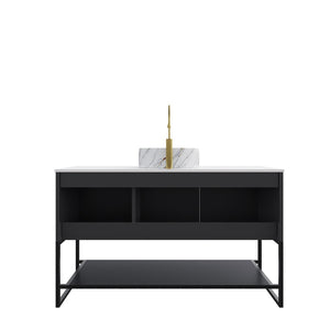 English Elm Tulio 48" Freestanding Bathroom Vanity With Stylish Round Basin, Sintered Stone Top & Ample Storage W2615S00476-GIGA