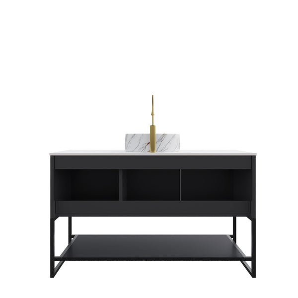 English Elm Tulio 48" Freestanding Bathroom Vanity With Stylish Round Basin, Sintered Stone Top & Ample Storage W2615S00476-GIGA