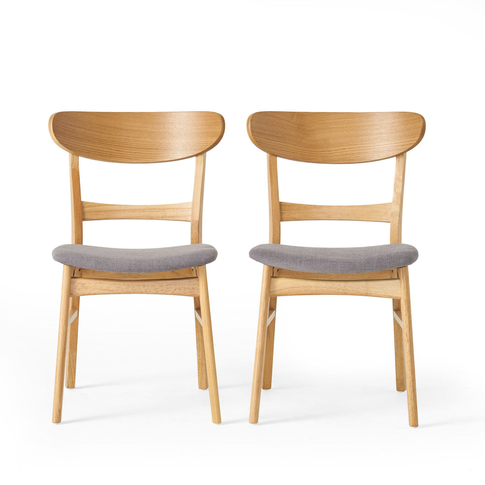 English Elm [video] Rubberwood Dining Chairs Set of 2 Upholstered Mid-century Seats for Modern Homes Dark Grey 58915.00OAK