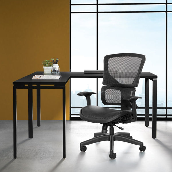 OSP Home Furnishings Vertical Matrix Ergonomic Manager Chair with Lumbar Support for Executive Workspace Comfort 639-T11N48P