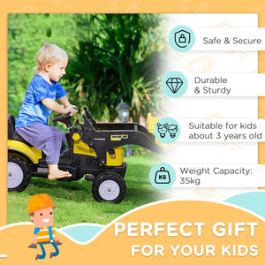 English Elm Aosom Kids Pedal Excavator Ride on Toy with Working Front Loader Digger for Toddlers W2225P217066