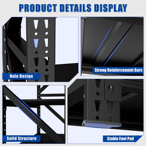 English Elm Heavy Steel Garage Shelving Unit Six Thousand Pound Industrial Storage Rack Workshop W2735S00002