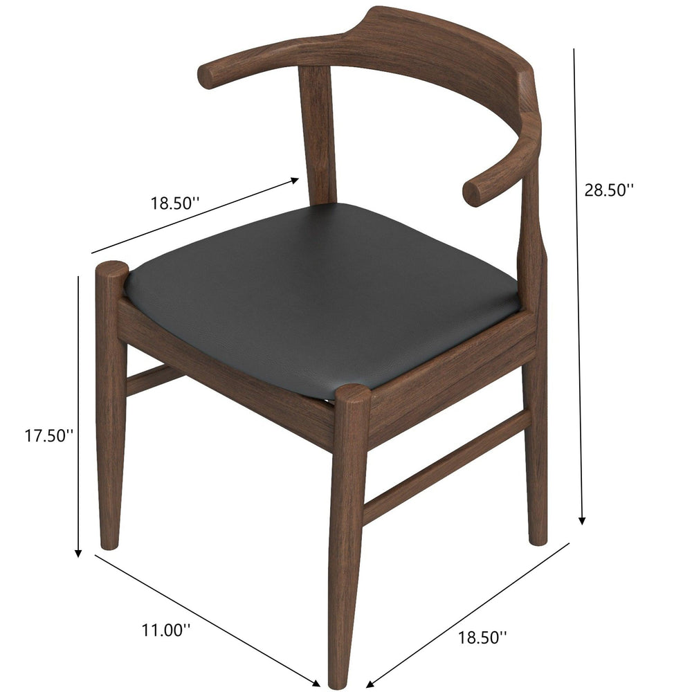 English Elm New Leon Mid-century Leather Look Dining Chair Set of 2 with Tapered Wood Legs B183P232068