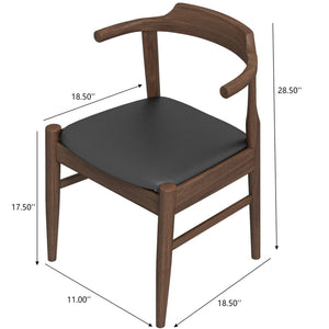 English Elm New Leon Mid-century Leather Look Dining Chair Set of 2 with Tapered Wood Legs B183P232068
