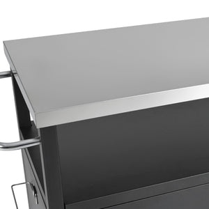 English Elm K&K 54.5" Outdoor Kitchen Island with 1.6" Stainless Top, Locking Wheels, Spice Rack & Bottle Opener N707P270779B
