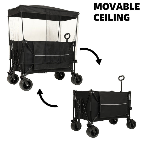 English Elm Collapsible Heavy Duty Folding Wagon with All-terrain Wheels for Beach and Camping W2932P253157