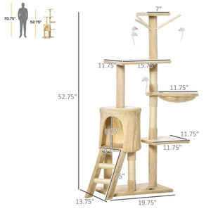 English Elm Pawhut Plush Sisal Cat Tower with Condo Hammock Perch and Dangling Toys for Indoor Cats W2225P200704