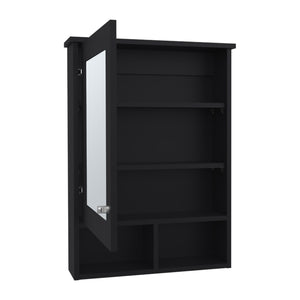 English Elm Medicine Cabinet Gibson Black Mirrored Door Wall Storage with Hidden & Open Shelves, Space-Saving Design B092P238758