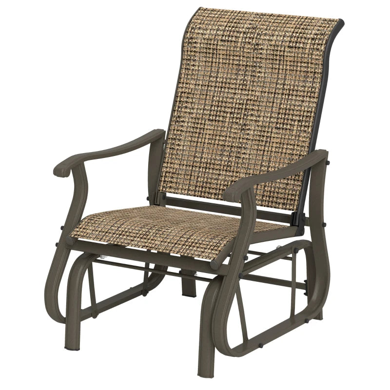 English Elm Garden Steel Frame Outdoor Glider Chair with Breathable Mesh for Porch or Patio T3971P445220