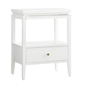 English Elm Olana Floating Top 1-Drawer Nightstand in White — Modern Solid Wood Nightstand with Hidden Tray, Gold Pull, Shelf B050P376963