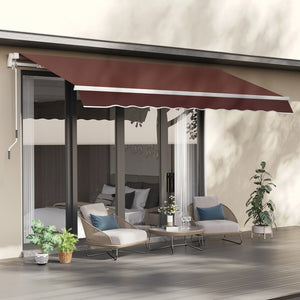 English Elm Outsunny 12' X 8' Retractable Awning - Durable Uv & Water-Resistant Shade For Decks, Yards, & Balconies W2225P174230-GIGA