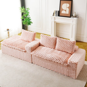 English Elm Pink Turtle Velvet Sofa: Convertible Chaise Lounge For Cozy Living, Seats 3 With Plush Comfort! W3371S00029-GIGA