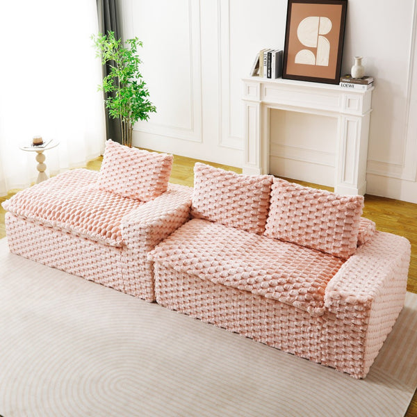 English Elm Pink Turtle Velvet Sofa: Convertible Chaise Lounge For Cozy Living, Seats 3 With Plush Comfort! W3371S00029-GIGA