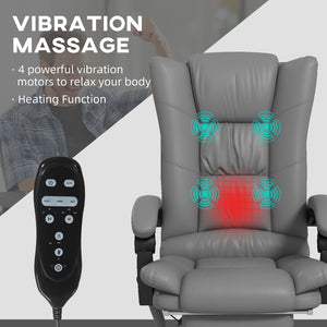 English Elm Vinsetto Executive Massage Office Chair with Heat & Footrest, 4-Point Vibration, Recline Comfort Gray W2225P173852