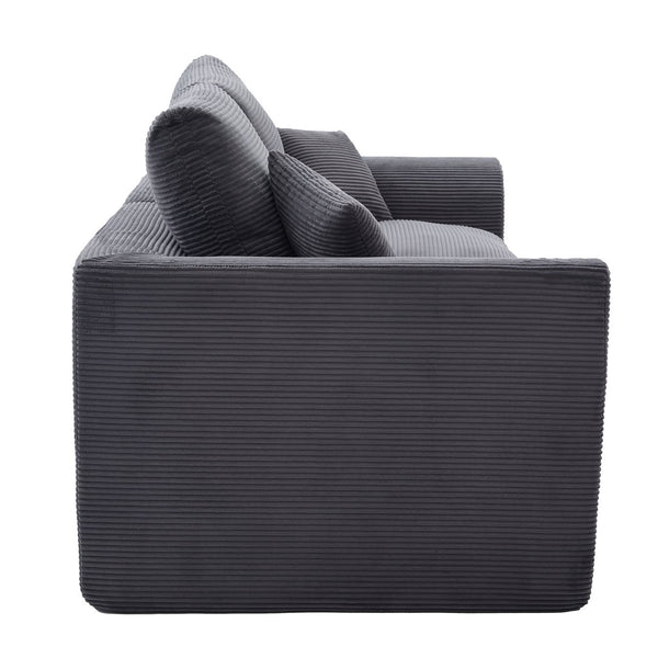 English Elm UNITED Cloud Couch Modular Sectional Sofa with Corduroy Cover, Ergonomic 2-Seater, No Assembly Needed Dark Gray W1568P371127