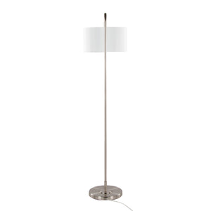 English Elm 63" Arched Brushed Nickel Floor Lamp with Linen Drum Shade for Modern Living B202P223990