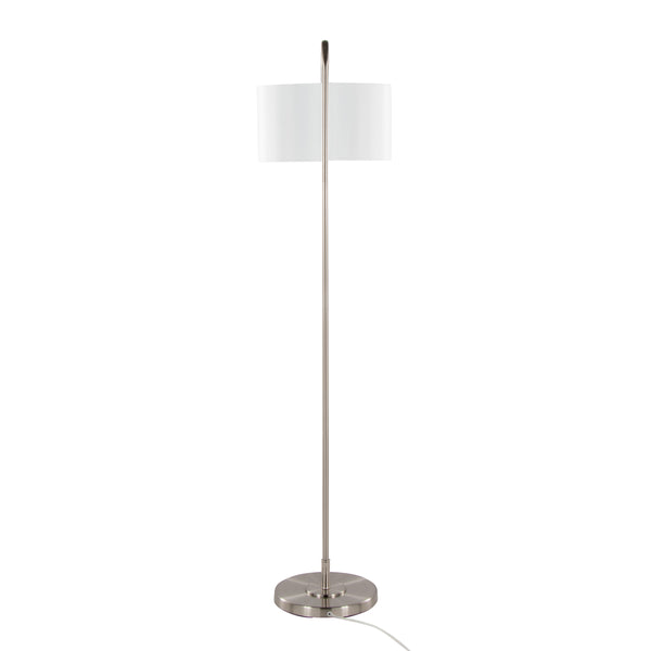 English Elm 63" Arched Brushed Nickel Floor Lamp with Linen Drum Shade for Modern Living B202P223990
