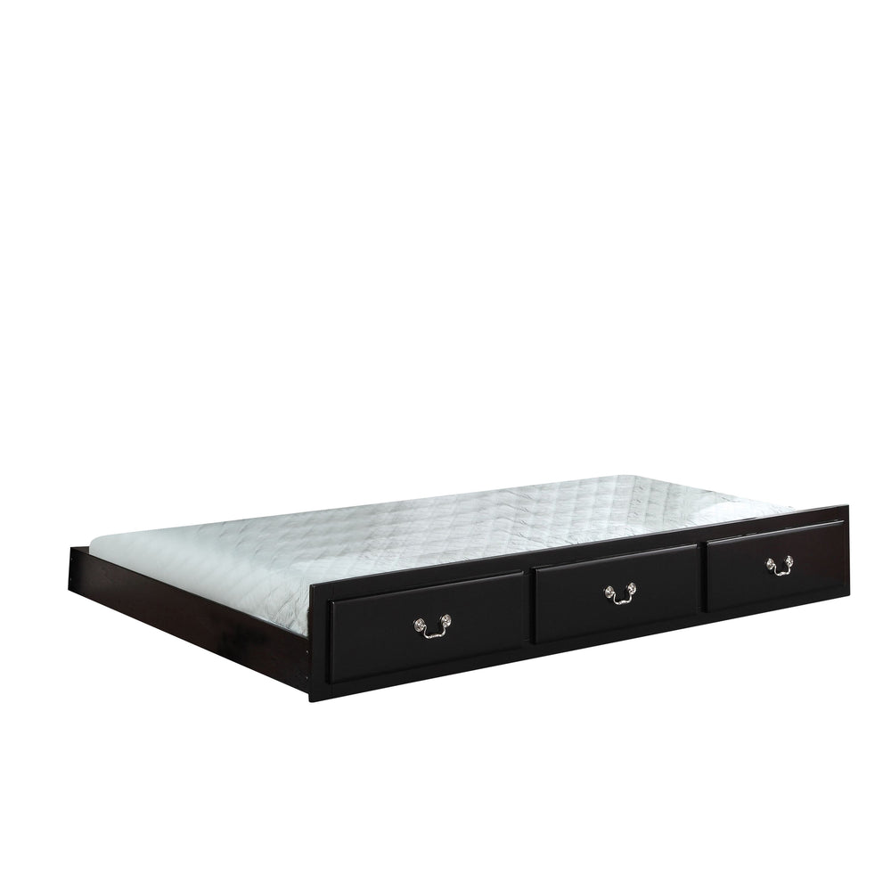 English Elm Bailee Twin Trundle in Black Finish, Faux Drawers, Removable Division Board, KD Synthetic Wood Design B2726P287486
