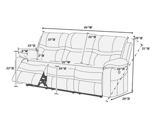 English Elm Modern Reclining Sofa and Loveseat Set Leatherette Tufted Upholstery for Living Room B011S02408