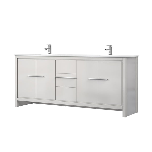 English Elm White Double Bathroom Vanity 80" W X 20" D, Elegant Cultured Marble Top & Chrome Faucets Included B2731P259579-GIGA