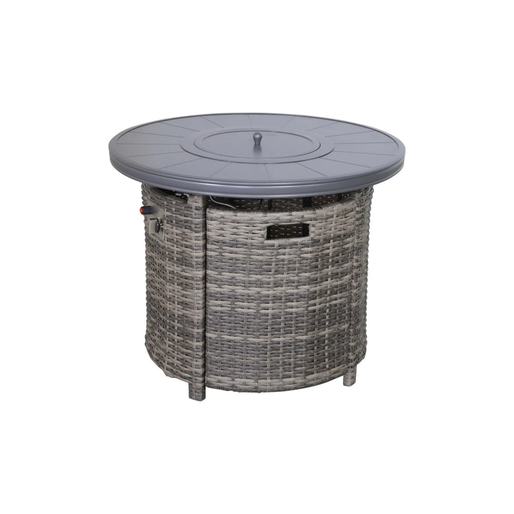 English Elm Fully Assembled Outdoor Loveseat Set With Fire Pit & Plush Cushions For Year-Round Comfort & Style B120S00152