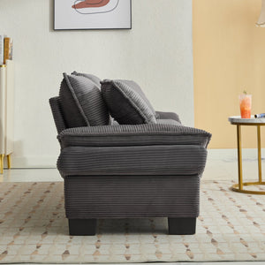 English Elm Corduroy Stylish Sleeper Sofa Loveseat with Dual-Layer Cushions & Two Support Pillows, Sturdy Frame Grey W676P184143