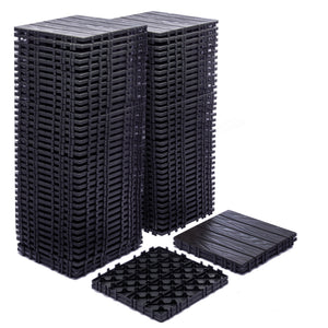 English Elm 68-pack Interlocking Plastic Deck Tiles Wood Grain Waterproof Outdoor Patio Floor Set W1578P454036