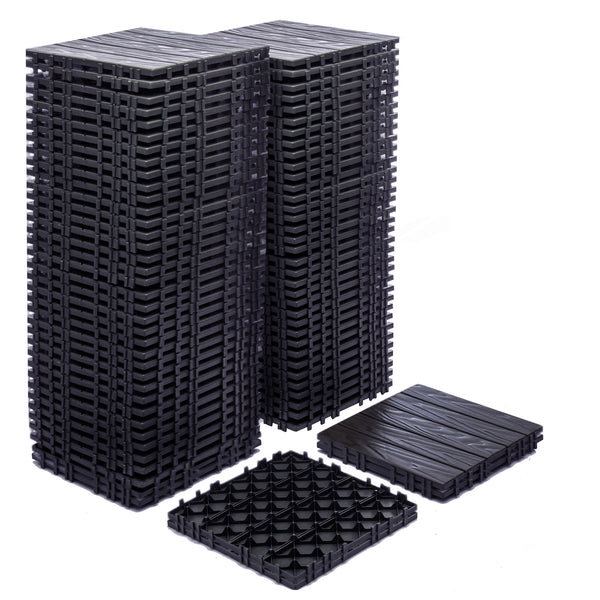 English Elm 68-pack Interlocking Plastic Deck Tiles Wood Grain Waterproof Outdoor Patio Floor Set W1578P454036
