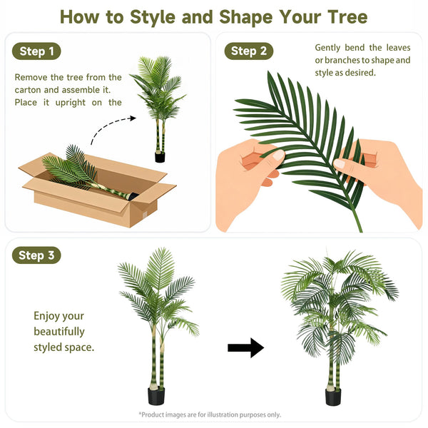 English Elm 6ft Golden Cane Faux Palm Tree Lifelike Tropical Foliage for Indoor Patio Decor W3912P387415