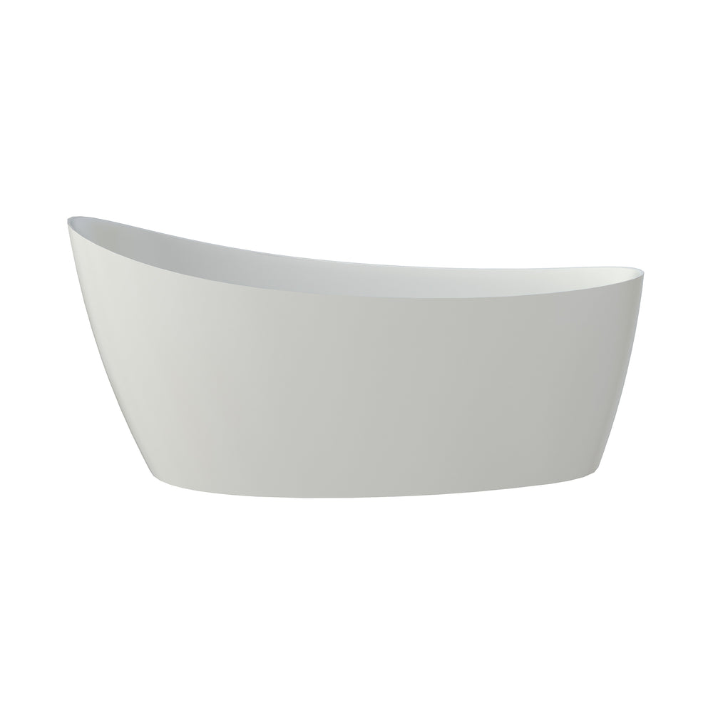 English Elm 65" Freestanding Soaking Bathtub Matte Black Stone Resin with Integrated Acrylic Shelf T3785P490215