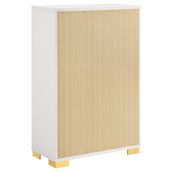 English Elm Medici Elegant 5-Drawer Chest With Modern White Finish & Gold Accents For Stylish Storage Solutions B062P353271