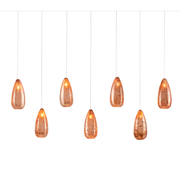 Rame 30-Light Multi-Drop Pendant: Dazzling Mercury Glass Shades Enhance Contemporary Spaces Elegantly