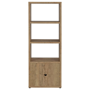 English Elm Noriega Mango 3-Shelf Media Tower Bookcase with Lower Melamine Cabinet, Rustic Saw-Mark Finish, Compact Storage and Display Solutions for Books, Decor and Electronics B062P375542