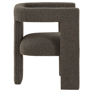English Elm McKinley Bouclé Upholstered Accent Side Chair with Curved Silhouette and Plush Comfort for Modern Spaces Chocolate B062P299947