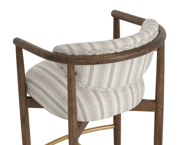 Sunpan SIGRID Barstool - Antique Brown with Gifford Script Upholstery for Stylish Kitchen & Bar Seating 112741