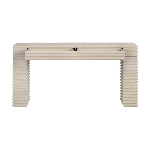 Crestview Collection Coastal Accent Tables - Bayur Wood Console With Drawers, Minimalist Design For Modern Living Rooms Cream Solid Wood Cvfdr1226