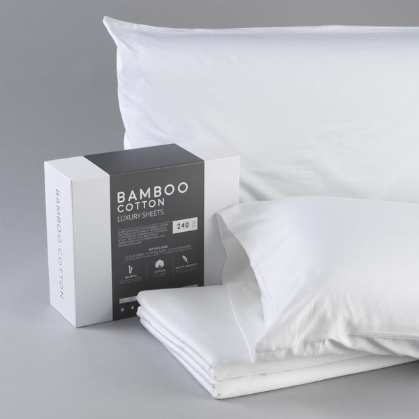 English Elm Bamboo Cotton Blend Sheet Set Breathable Moisture Wicking Soft Weave for Cool Sleep White B180P172128