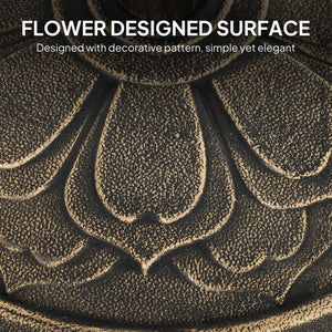 English Elm Umbrella Stand Resin Concrete Base with Lotus Relief Bronze Finish for Patio Decks T3971P426735