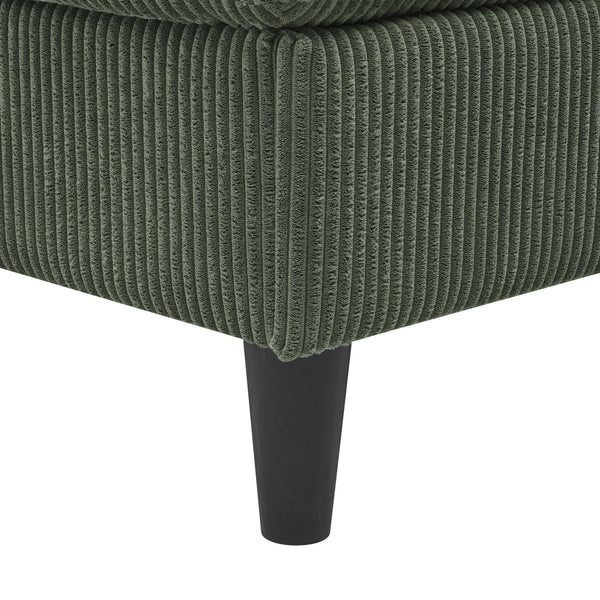 English Elm Cordory Corduroy Modular Sectional with Ottomans Retro Exposed Legs Living Room Dark Green B2748S00033